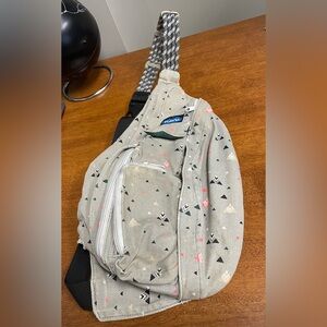 Kavu Rope Bag Canvas Sling Backpack Gray Retired Fly Fish Triangle Geometric